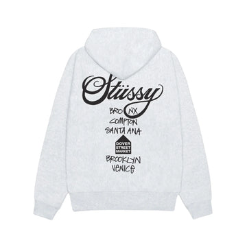 STÜSSY Men's DSM World Tour Hoodie Ash Heather bluza streetwear