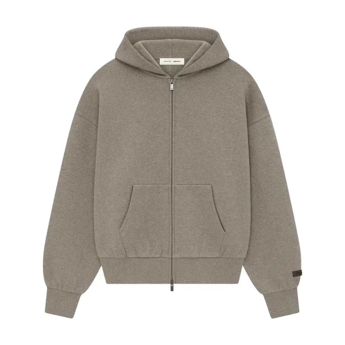 Bluza rozpinana Fear of God Essentials Classic Zip-Up 'Homestead Heather' z ciężkiego fleece, oversize krój.