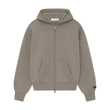 Bluza rozpinana Fear of God Essentials Classic Zip-Up 'Homestead Heather' z ciężkiego fleece, oversize krój.