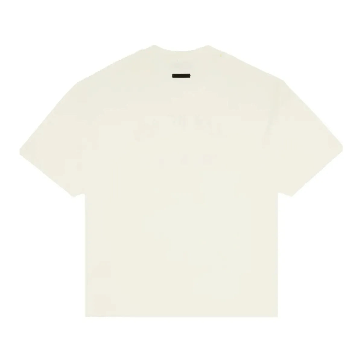 Kremowy T-shirt Fear of God Essentials Jersey Crewneck Tee 'Shell' z bawełny, oversize krój, minimalistyczne logo przy karku.
