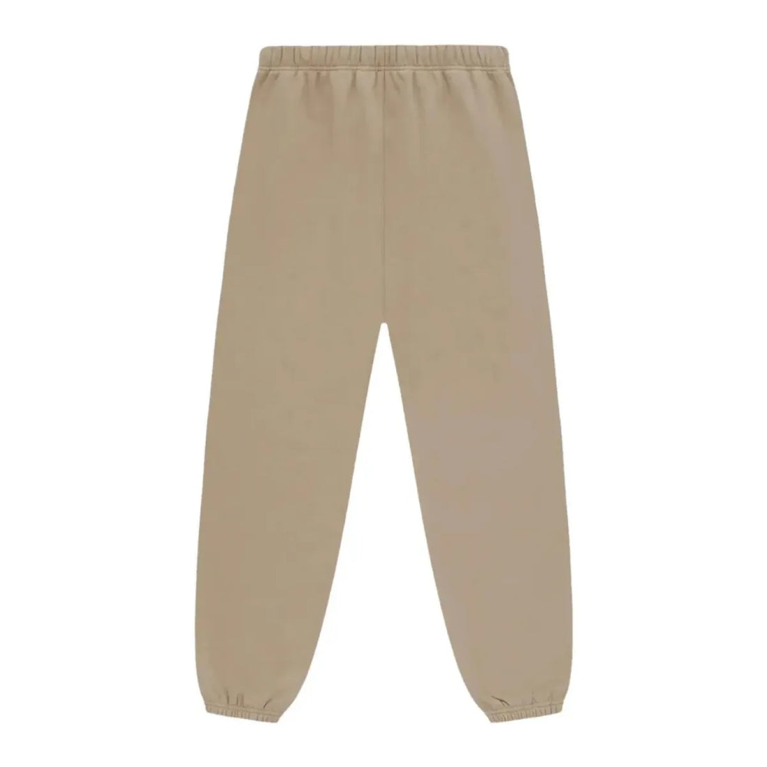 Fear of God Essentials Fleece Sweatpant Desert Sand, beżowe spodnie dresowe z logo i sznurkami.