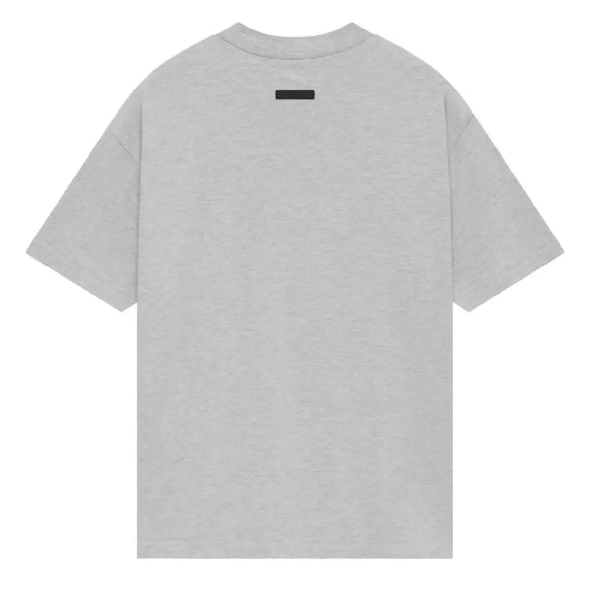 T-shirt Fear of God Essentials NBA Light Heather, melanżowa jasna szarość, luźny krój, czarna metka na karku.