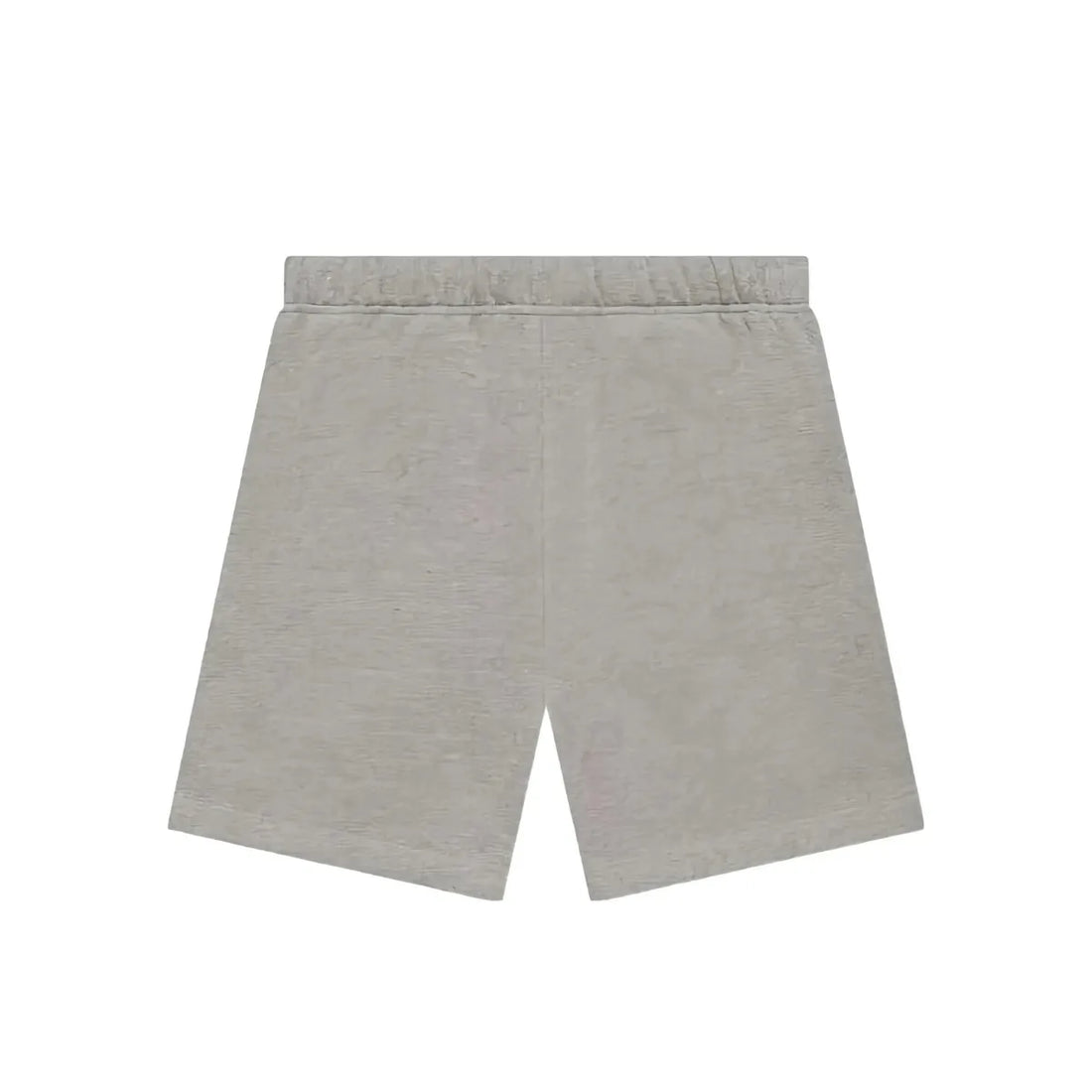 Fear of God Essentials 1977 Dark Oatmeal sweatshort with black drawstring and "1977" graphic.