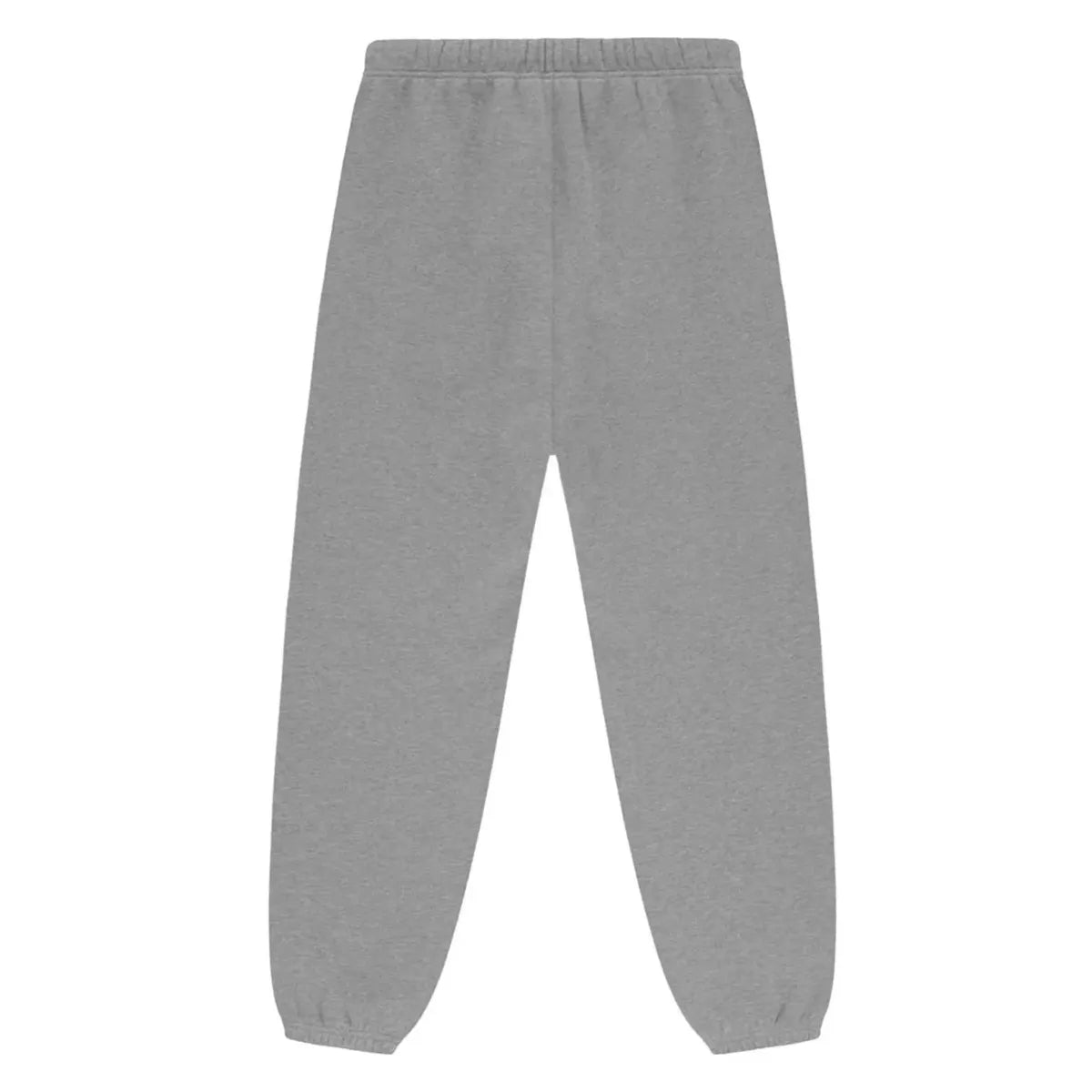 Fear of God Essentials Dark Heather fleece sweatpants with elastic waist and cuffs.