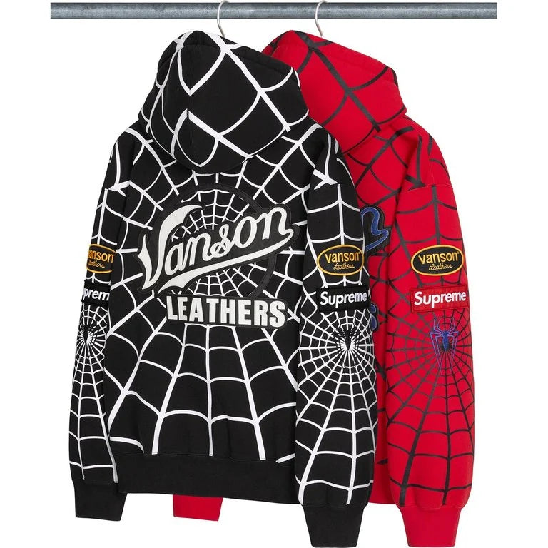 Supreme®/Vanson Leathers® Spider-Man Zip Up Hooded Sweatshirt BLACK