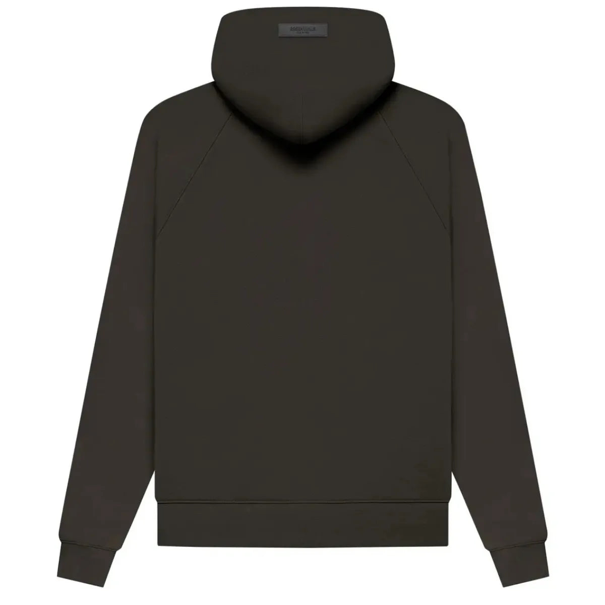 Fear of God Essentials Hoodie Off Black, minimalistyczna bluza premium z kapturem i raglanowymi rękawami.