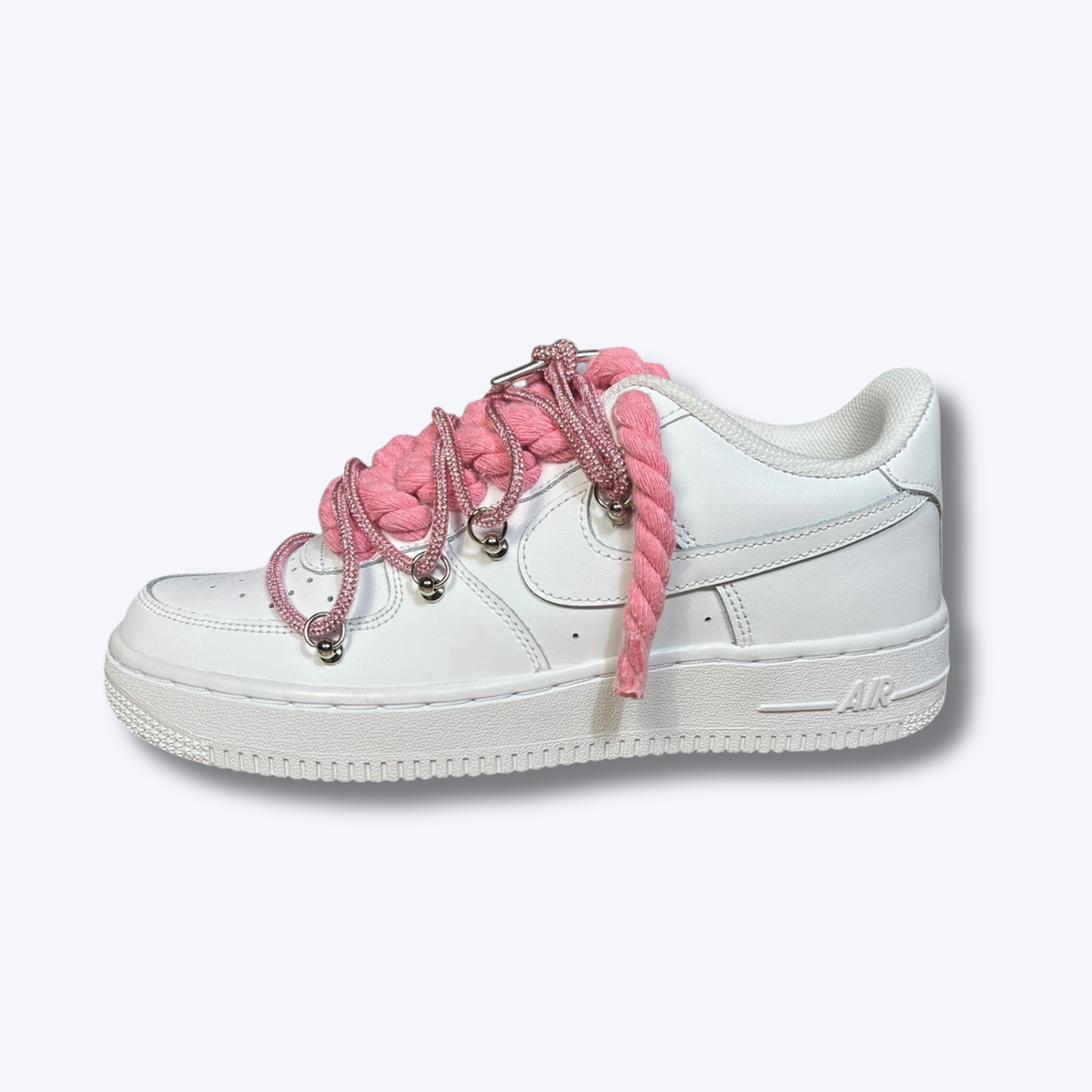 Nike Air Force 1 Low White Rope "Shiny Laces Pink"