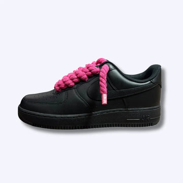 Nike Air Force 1 Low Black Rope Laces Pink
