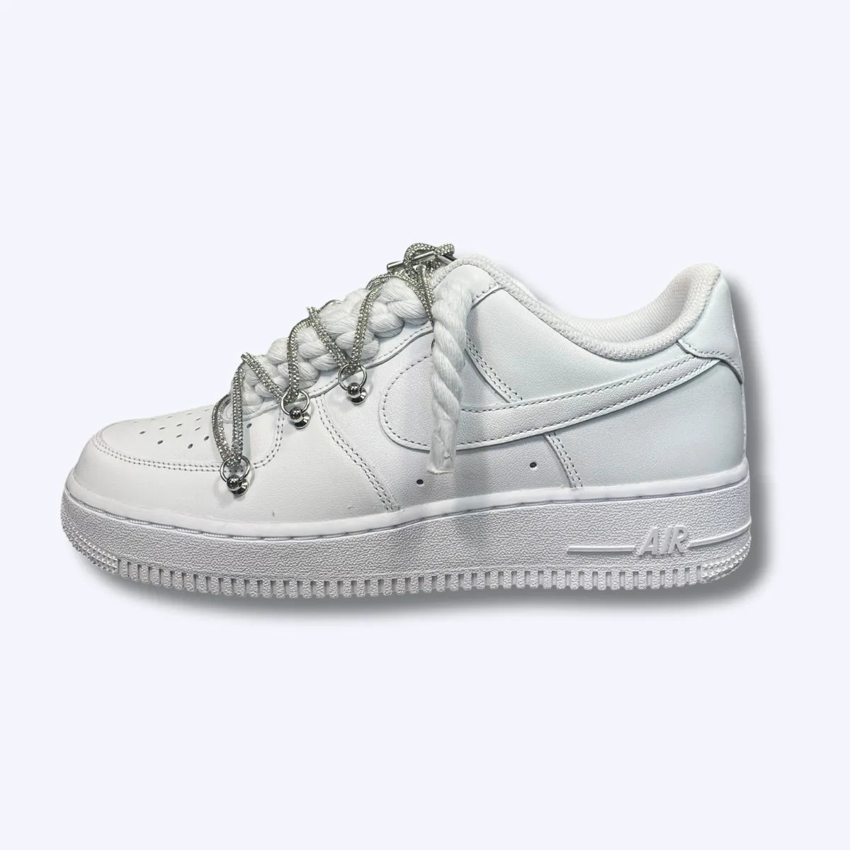 Nike Air Force 1 Low White Rope „Shiny Laces Silver"