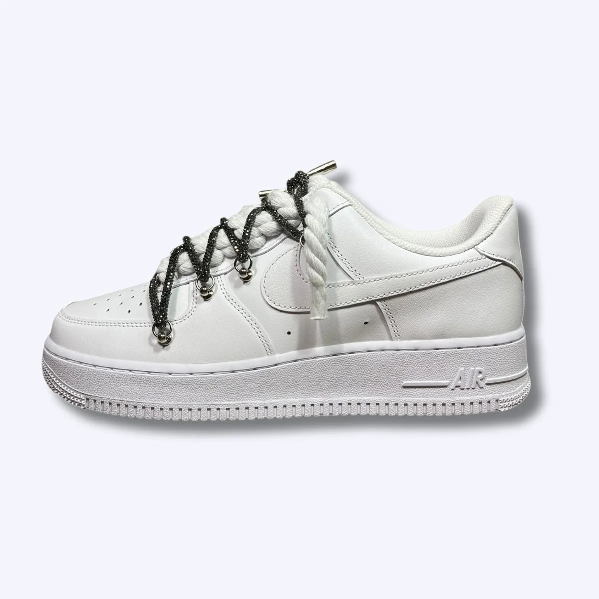 Nike Air Force 1 Low White Rope „Shiny Laces Black"