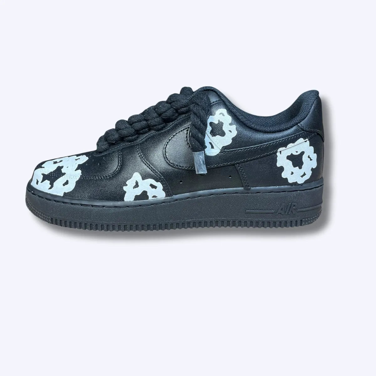 Air Force 1 Low Black „Denim Tears Custom" Rope Laces Black