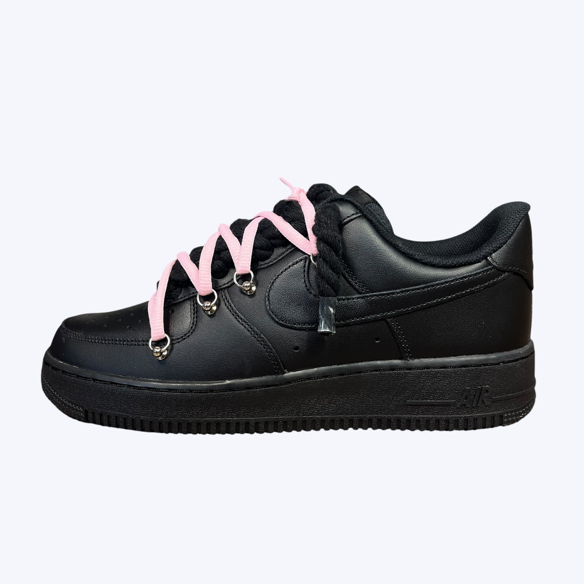 Nike Air Force 1 Low Black Rope & Pink Laces