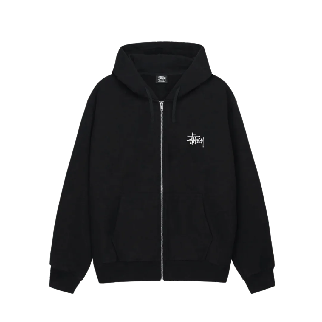 BASIC STÜSSY ZIP HOODIE BLACK