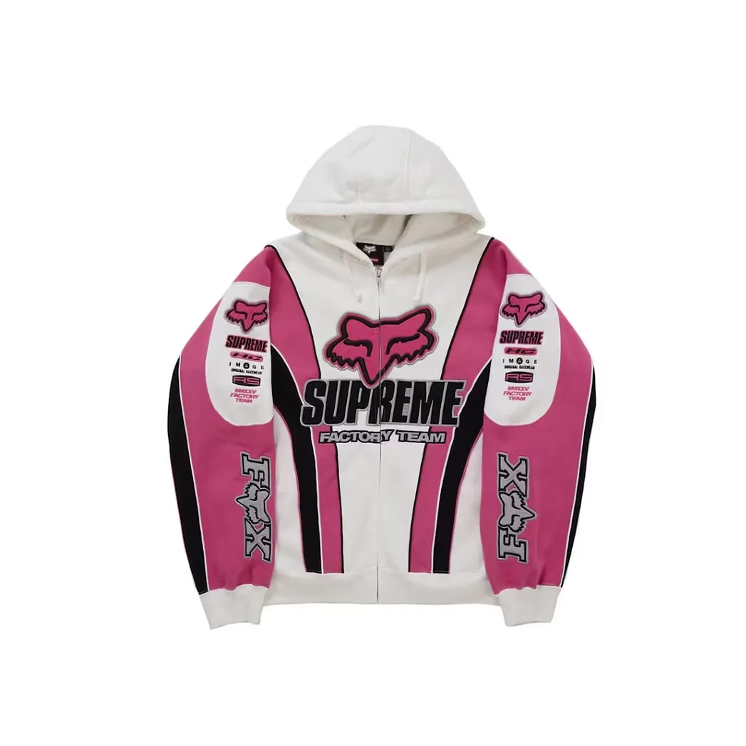 Supreme Fox Racing Zip Up Hooded Sweatshirt White kurtka streetwear