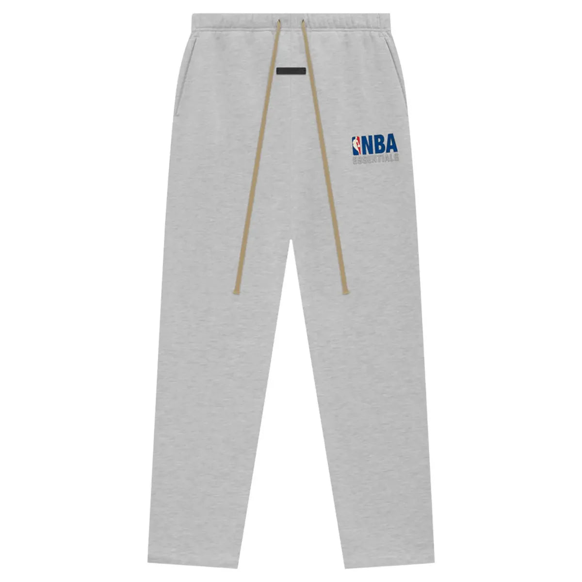 Fear of God Essentials NBA Light Heather Sweatpant, jasne melanżowe spodnie dresowe z logo NBA.