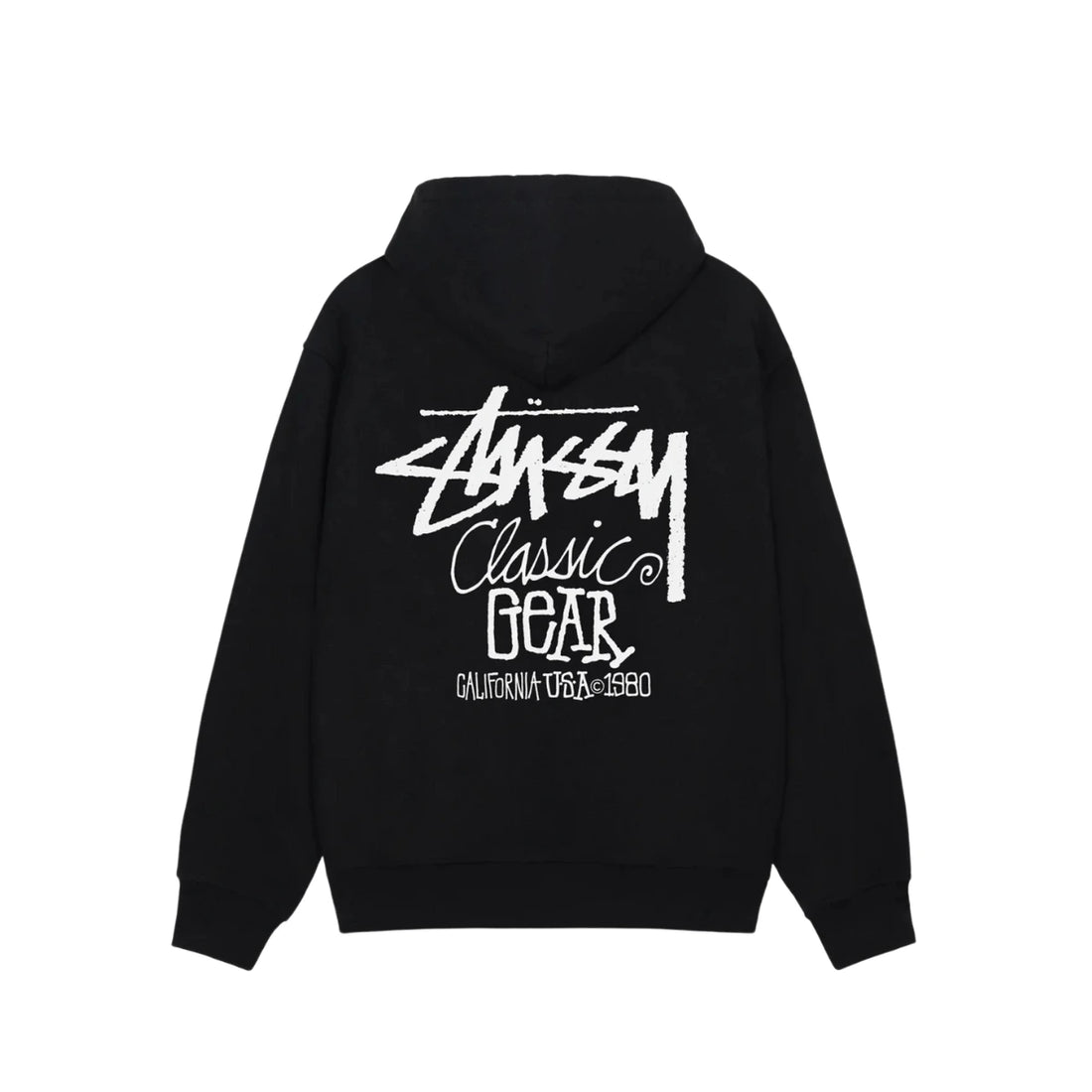 STÜSSY Men's Classic Gear Hooded Sweatshirt Black bluza streetwear