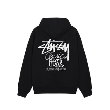 STÜSSY Men's Classic Gear Hooded Sweatshirt Black bluza streetwear