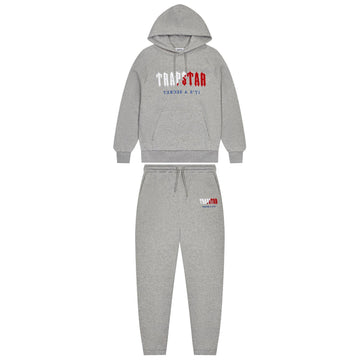 Trapstar Decoded Chenille Hooded Tracksuit Grey Blue Red
