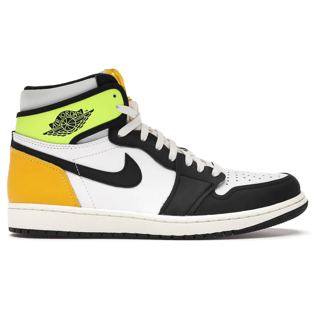 Jordan 1 Retro High White Black Volt University Gold