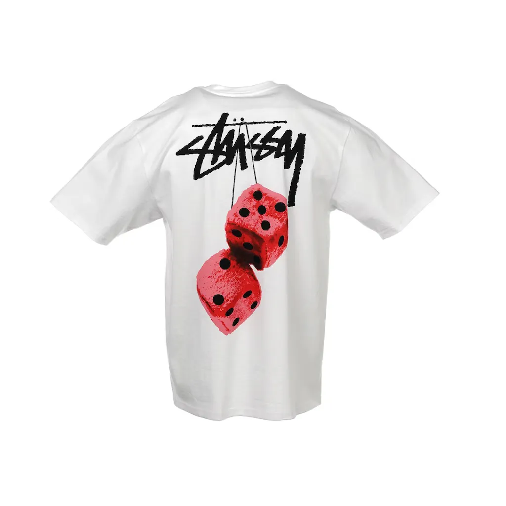 Stussy Fuzzy Dice Tee White t shirt streetwear