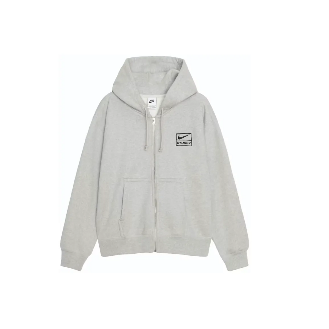 Stussy x Nike Fleece Zip Hoodie Grey Heather bluza streetwear