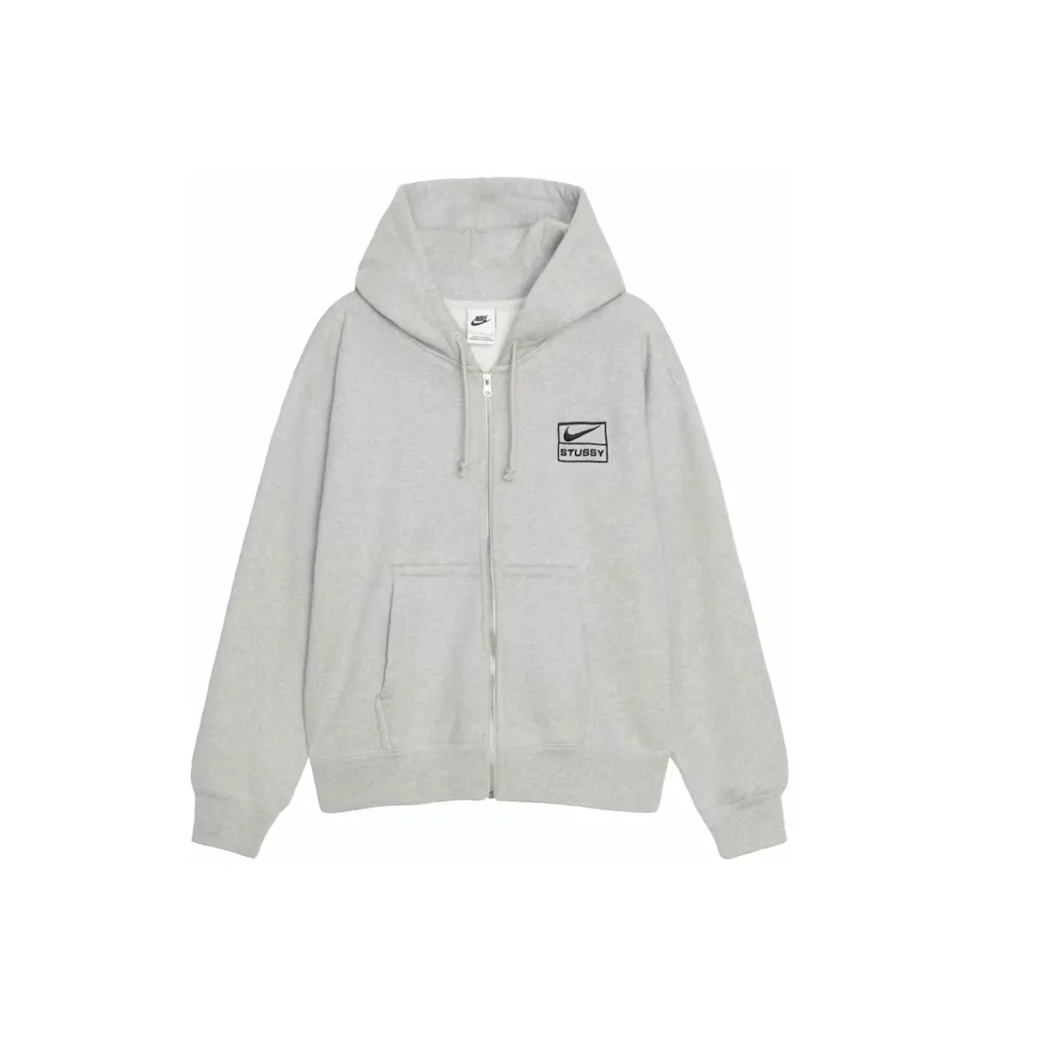 Stussy x Nike Fleece Zip Hoodie Grey Heather bluza streetwear