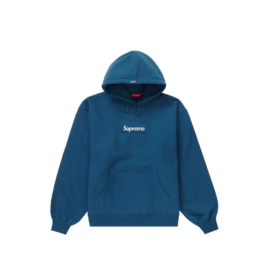 Supreme Box Logo Hooded Sweatshirt (FW23) Blue bluza streetwear