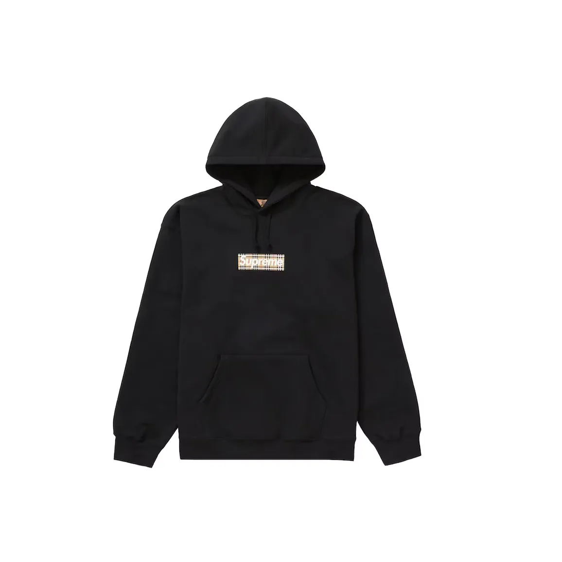 Supreme Burberry Box Logo Hooded Sweatshirt Black bluza streetwear