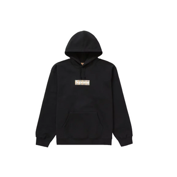 Supreme Burberry Box Logo Hooded Sweatshirt Black bluza streetwear