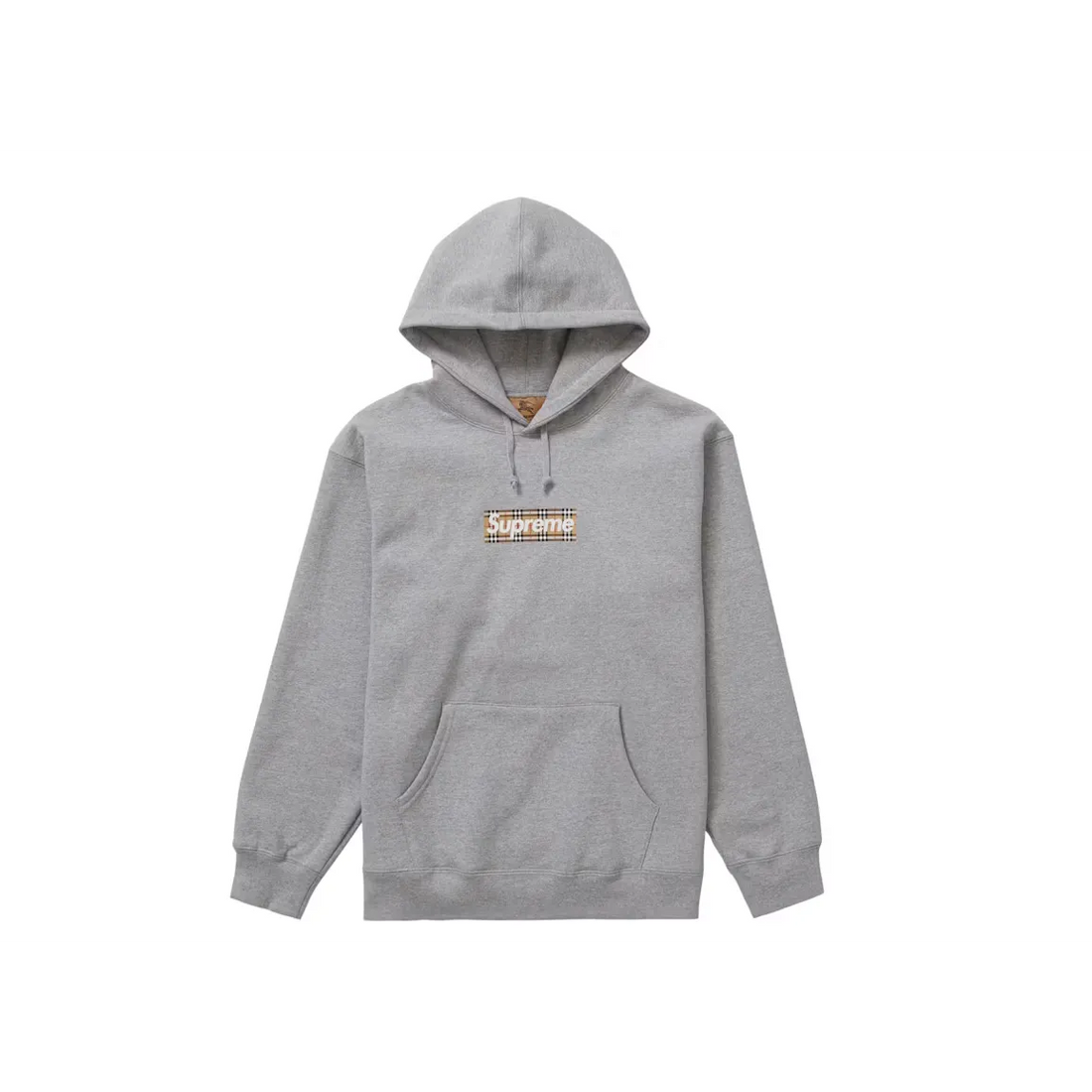 Supreme Burberry Box Logo Hooded Sweatshirt Heather Grey bluza streetwear
