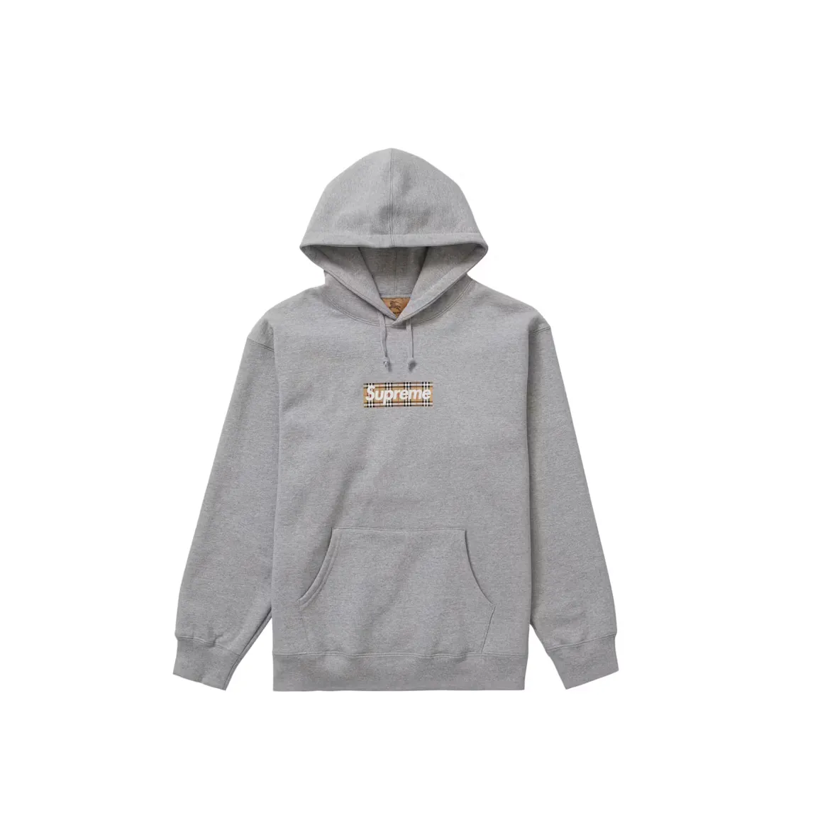 Supreme Burberry Box Logo Hooded Sweatshirt Heather Grey bluza streetwear