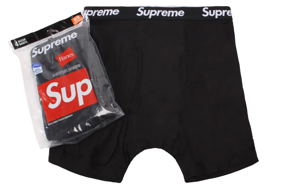 Supreme Hanes Bokserki Czarne (4 szt)