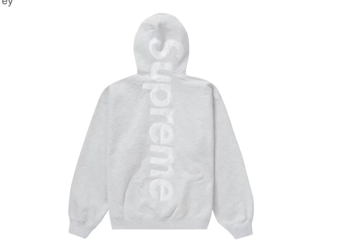 Supreme Satin Appliqué Hooded Sweatshirt (FW23) Ash Grey