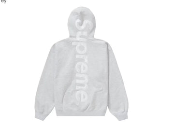 Supreme Satin Appliqué Hooded Sweatshirt (FW23) Ash Grey