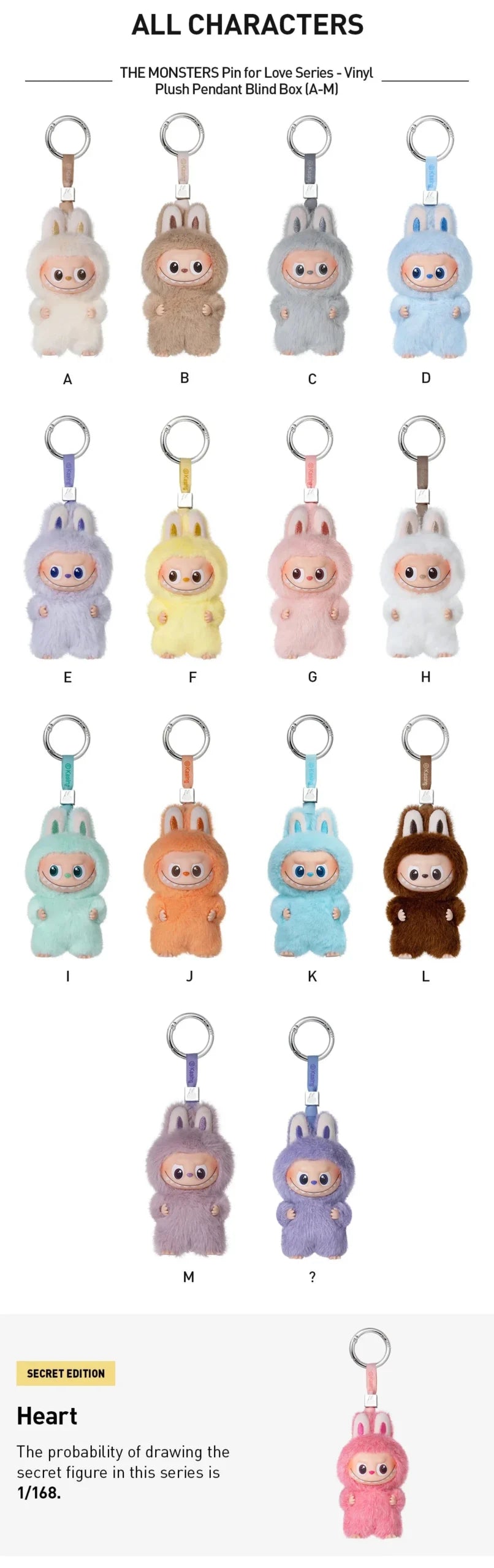 Pop Mart Labubu The Monster Pin for Love (A-M)