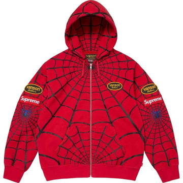 Supreme®/Vanson Leathers® Spider-Man Zip Up Hooded Sweatshirt RED