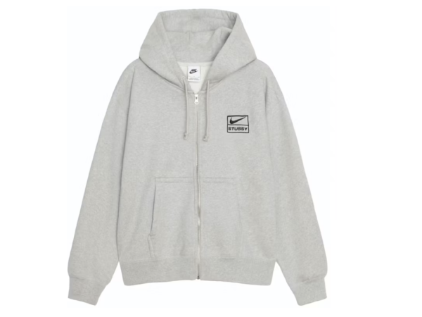 Stussy x Nike Fleece Zip Hoodie Grey Heather