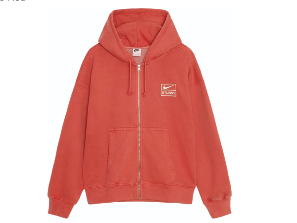 Stussy x Nike Pigment Dyed Fleece Zip Hoodie Habanero Red
