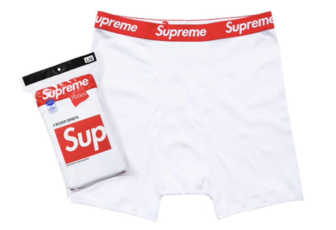 Supreme Hanes Bokserki Białe (4 szt)