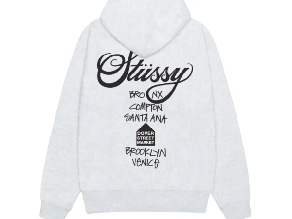 STÜSSY Men's DSM World Tour Hoodie Ash Heather