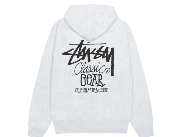 STÜSSY Classic Gear Hooded Sweatshirt Ash Heather