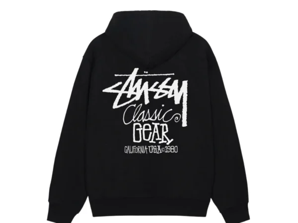 STÜSSY Men's Classic Gear Hooded Sweatshirt Black